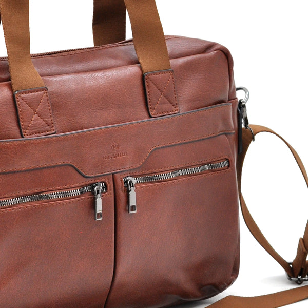 Borsa Uomo firmato B. Cavalli Cartella Tracolla in Pelle Sintetica Marrone — Ventiquattrore Casual Business