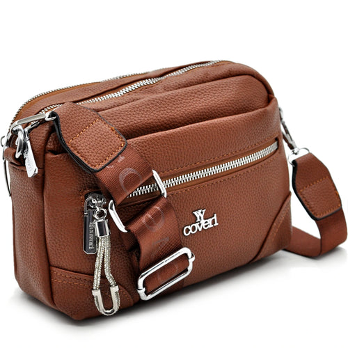 YYcoveri Borsa firmata a mano e tracolla borsetta con molte chiusure con zip simil pelle martellata