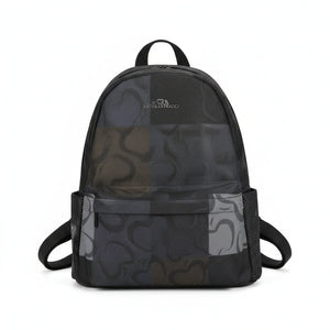 Zaino donna firmato Baci&Abbracci multitasche fantasia logo impermeabile zip zainetto