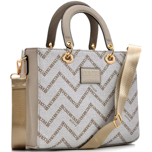 Borsa Firmata COVERI ACTIVE new  Bauletto borsetta nera Donna fantasia logo Zip Tracolla