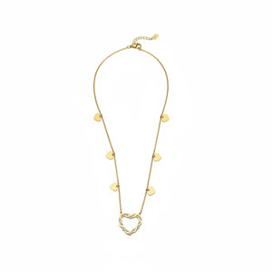 Girocollo Donna con Grande Cuore Brillante e Charms - Acciaio Inox