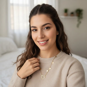 Girocollo Donna con Grande Cuore Brillante e Charms - Acciaio Inox