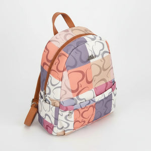 Zaino donna firmato Baci&Abbracci multitasche fantasia logo impermeabile zip zainetto