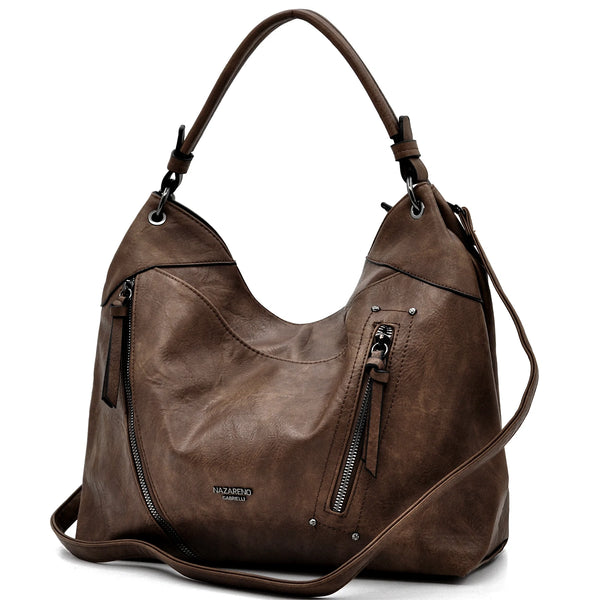 Borsa a sacco firmato da Nazareno Gabrielli Colletion donna spalla a tracolla simil pelle zip frontali