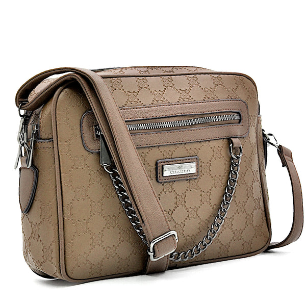 Borsa firmata CHARRO tracolla multi tasche fantasia logata logo pressato donna capiente 4 tasche cerniera