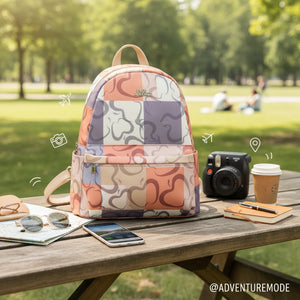 Zaino donna firmato Baci&Abbracci multitasche fantasia logo impermeabile zip zainetto