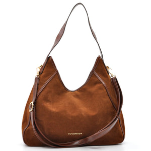 Borsa sacco hobo COCONUDA donna spalla a tracolla simil pelle scamosciata camoscio