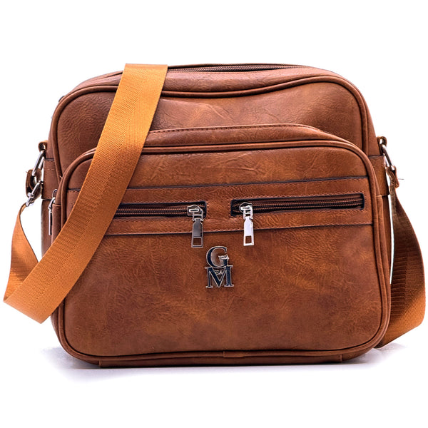 La Ginevra Bag borsa a tracolla multitasche capiente molte zip casual passeggio elegante Pelle Vegana