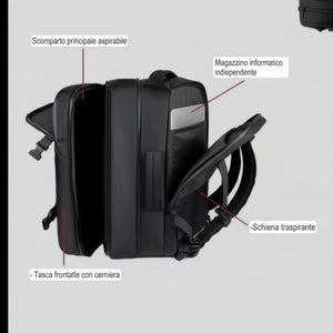 Asterio - Zaino AirPack Pro Antifurto tasca sotto vuoto Impermeabile USB Capiente Viaggio cabina aereo