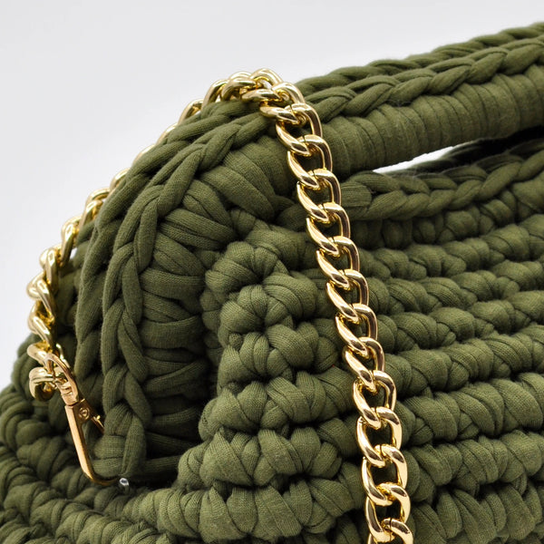 La Giusy - Borsa clutch bag firmata fatta a mano borsetta chiusura a molla uncinetto fettuccia