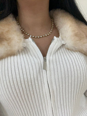 Collana Tennis Donna in Acciaio Inossidabile Oro - Girocollo Regolabile con Cristalli Luminosi