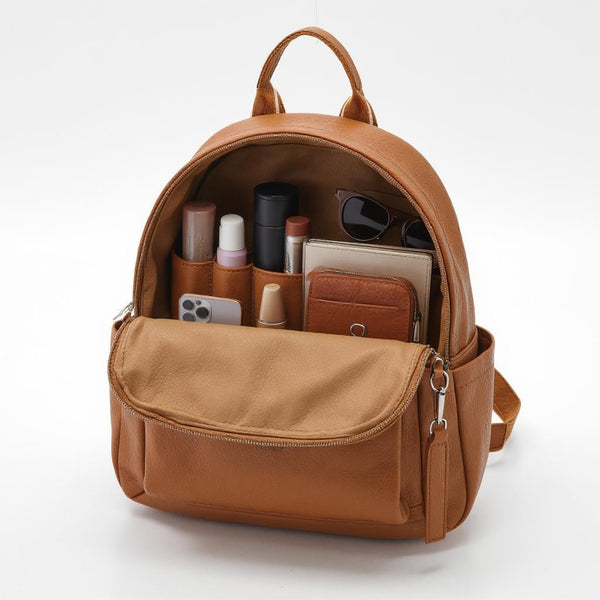 Zaino in eco Pelle B. cavalli  - Elegante e Resistente, Donna , Zaino Casual con Tasca Frontale con Zip e Tasche Laterali, Perfetto per Uso Quotidiano e Lavoro