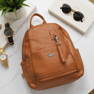 Zaino in eco Pelle Coveri World - Elegante e Resistente, Donna , Zaino Casual con Tasca Frontale con Zip e Tasche Laterali, Perfetto per Uso Quotidiano e Lavoro