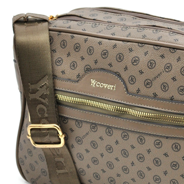 Borsa Firmata YYCOVERI multi tasche new nera Donna fantasia logo Zip Tracolla