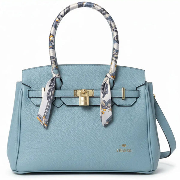 CHARRO - Borsa firmata a spalla Mano con Foulard e Lucchetto simil pelle martellata