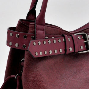 Borsa a sacco shopping firmato SWEET YEARS donna spalla a tracolla simil pelle shopping borchie cintura