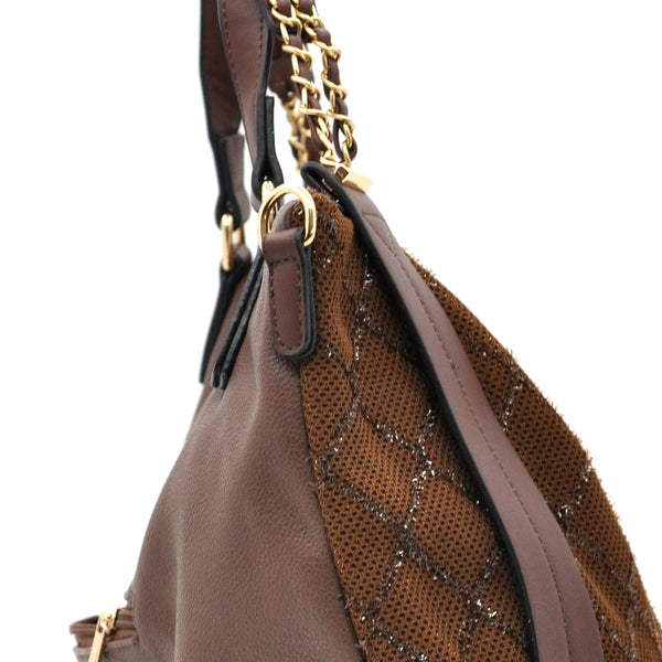 CHARRO - Borsa morbida a sacco hobo capiente unica tinta nuovo shopping manici a catena trapuntata