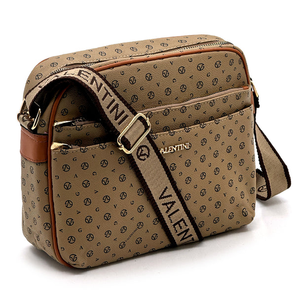 Borsa 4 cerniere firmata VALENTINI multitasche capiente donna tracolla fantasia logo grande