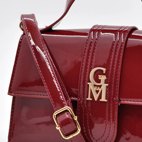 La Mattea - Borsetta firmata Gyoiamea simil pelle lucida vernice tracolla elegante casual