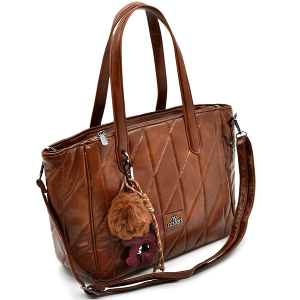 Borsa + OMAGGIO charms bauletto biker firmato YYCOVERI donna spalla a tracolla simil pelle trapuntata effetto lucido