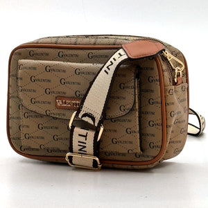 Borsa firmata G. Valentini donna tracolla fantasia scritte colorata tasche moda