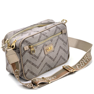 Borsa firmata Coveri active borsetta donna logo zip tracolla fantasia piccola