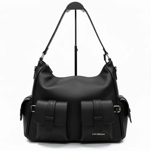 Borsa a sacco multi tasche firmato COCONUDA Colletion donna spalla a tracolla simil pelle