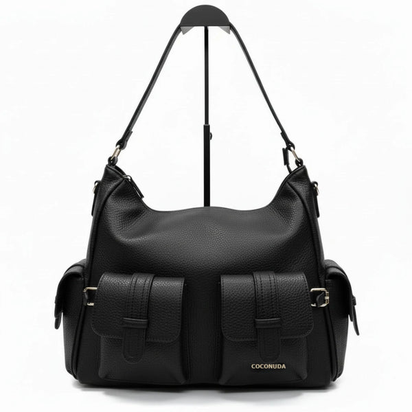 Borsa a sacco multi tasche firmato COCONUDA Colletion donna spalla a tracolla simil pelle