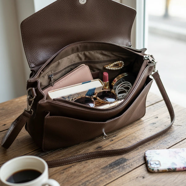 La Gennara - Borsa multitasche firmata Gyoiamea giornaliera elegante zip platta bauletto capiente messaggera