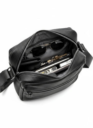 Borsello Uomo firmato Gyoiamea Tracolla tasche zip vera Pelle Lavoro Vintage Grande marrone nero