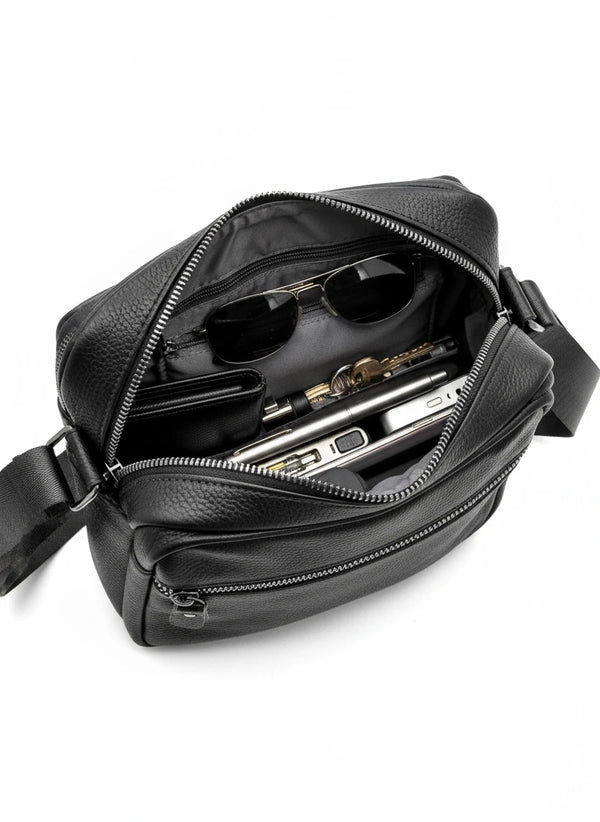 Borsello Uomo firmato Gyoiamea Tracolla tasche zip vera Pelle Lavoro Vintage Grande marrone nero