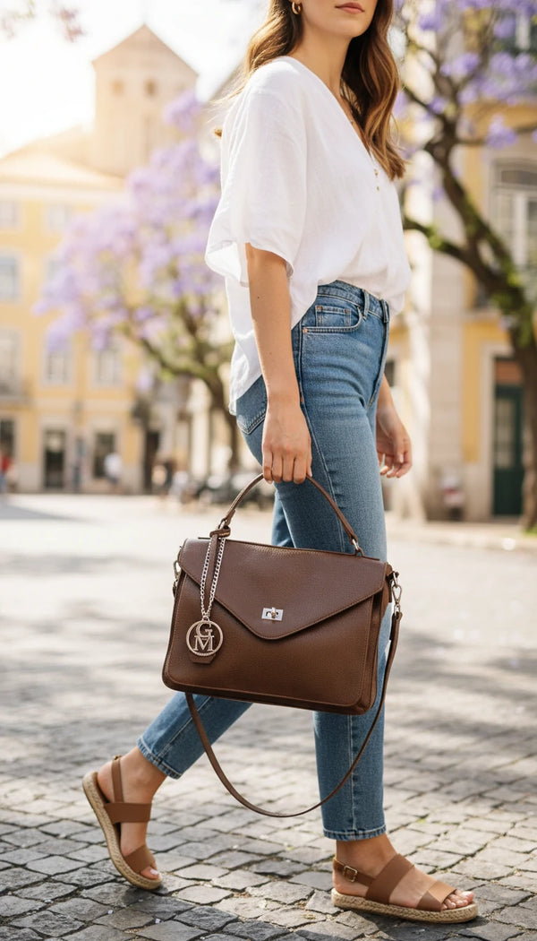 La Gennara - Borsa multitasche firmata Gyoiamea giornaliera elegante zip platta bauletto capiente messaggera