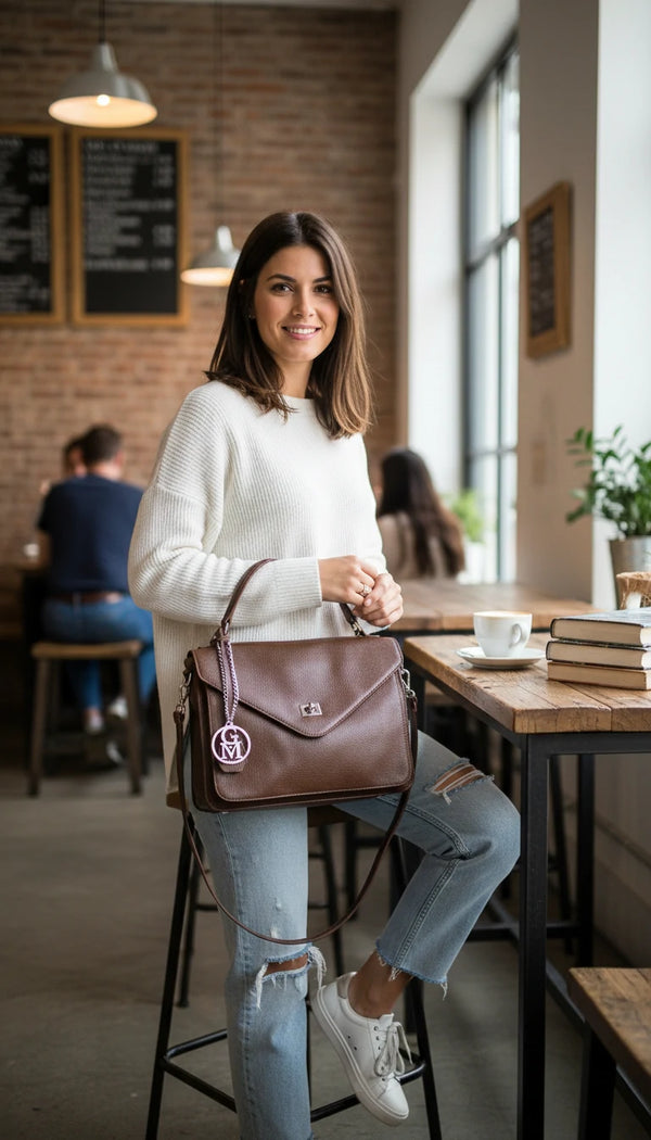 La Gennara - Borsa multitasche firmata Gyoiamea giornaliera elegante zip platta bauletto capiente messaggera