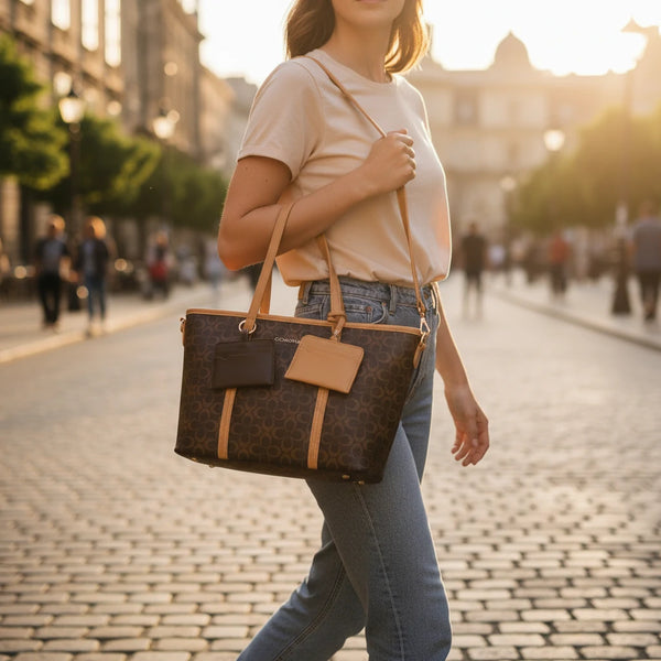 Borsa firmata shopping COCONUDA Colletion donna spalla a tracolla simil pelle nuova fantasia logo