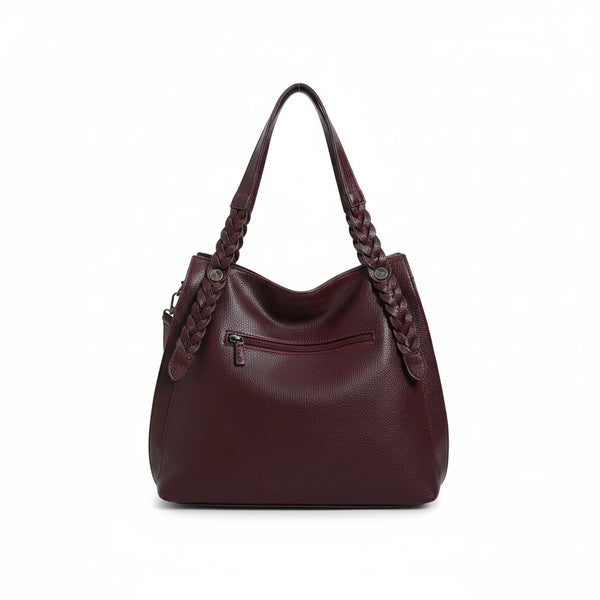 La Duci- Borsa firmata Gyoiamea shopping a spalla manici intrecciati secchio simil pelle