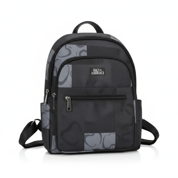 Zaino 2in1 trasformabile donna firmato Baci&Abbracci multitasche fantasia logo impermeabile zip zainetto