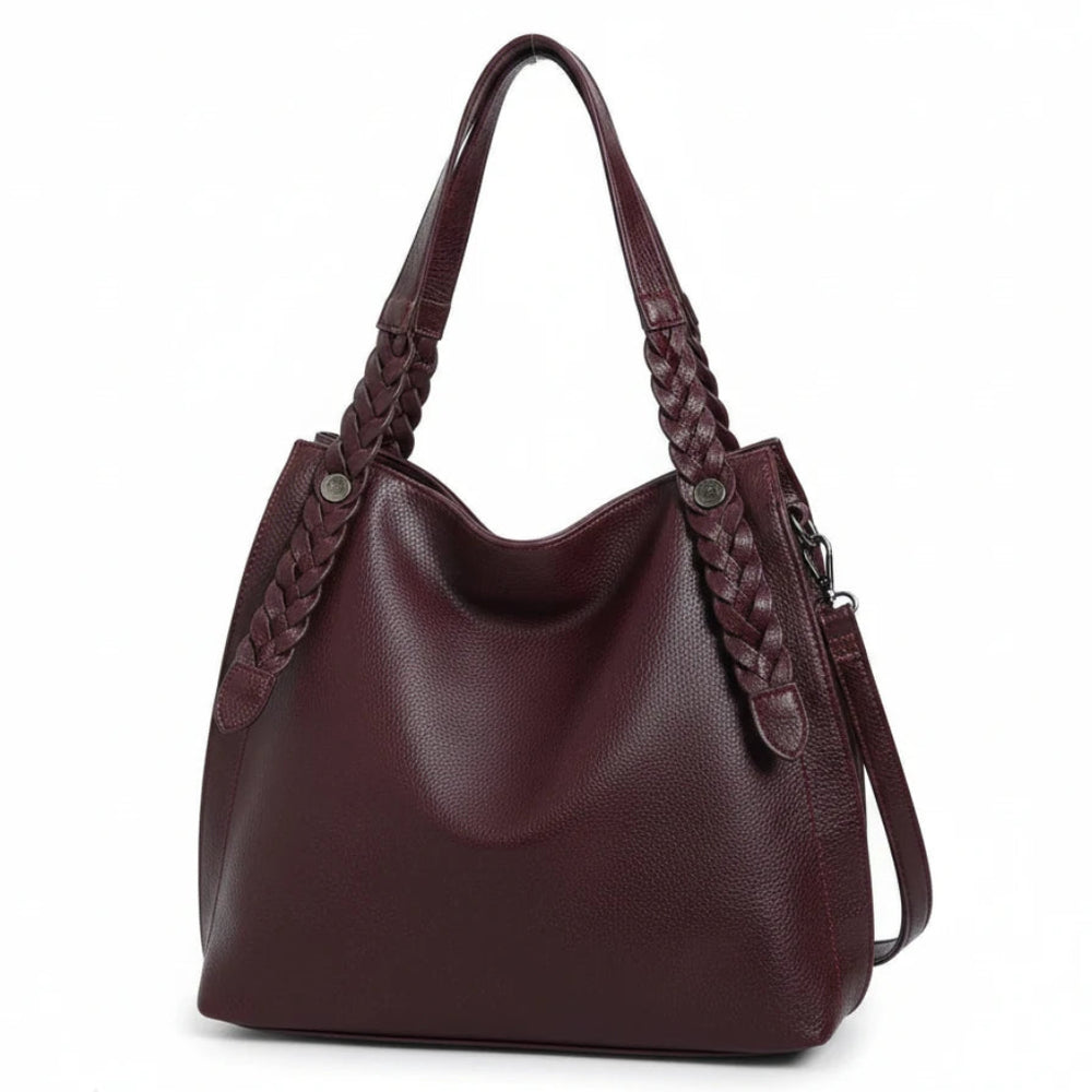 La Duci- Borsa firmata Gyoiamea shopping a spalla manici intrecciati secchio simil pelle