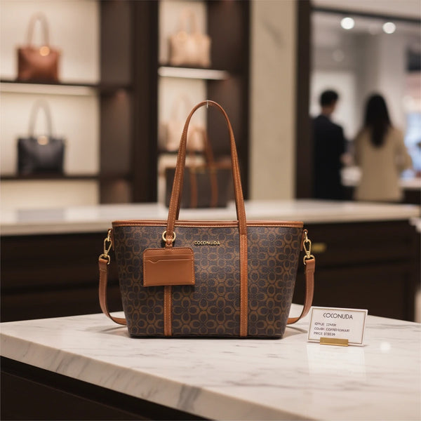 Borsa firmata shopping COCONUDA Colletion donna spalla a tracolla simil pelle nuova fantasia logo