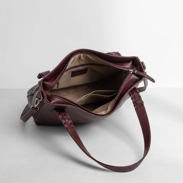 La Duci- Borsa firmata Gyoiamea shopping a spalla manici intrecciati secchio simil pelle