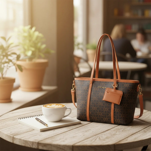 Borsa firmata shopping COCONUDA Colletion donna spalla a tracolla simil pelle nuova fantasia logo