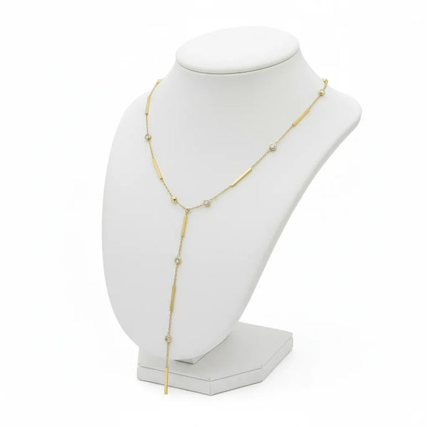 Girocollo a Cravattina Y Minimalist Oro - Collana Acciaio con Punti Luce