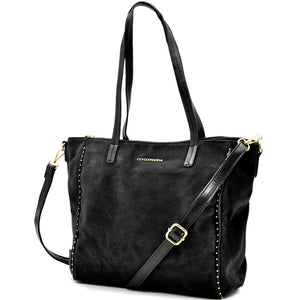 Borsa firmata COCONUDA donna borchie spalla shopping capiente simil pelle scamosciata camoscio