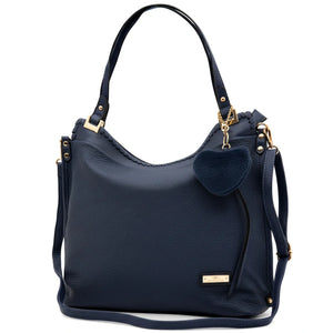 CHARRO - Borsa shopping pon pon cuore a spalla grande tracolla casual simil pelle venata