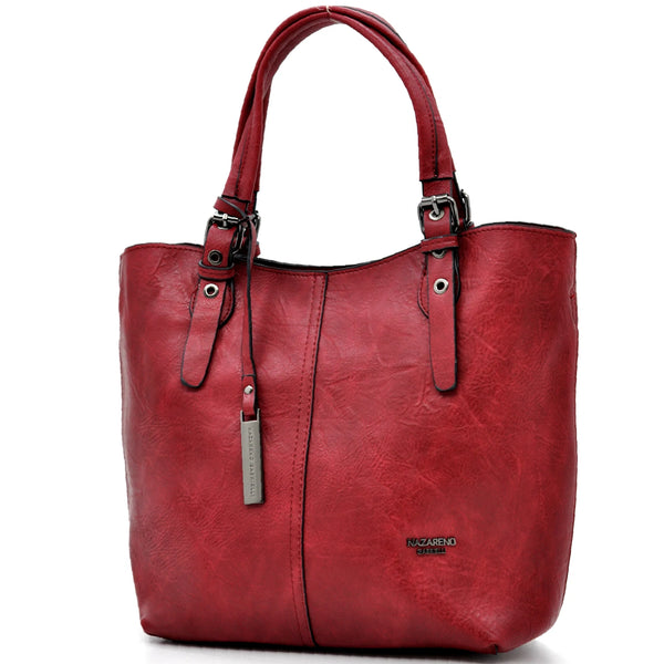 Borsa firmata Nazareno Gabrielli + pochette OMAGGIO donna spalla shopping capiente simil pelle venata coconuda