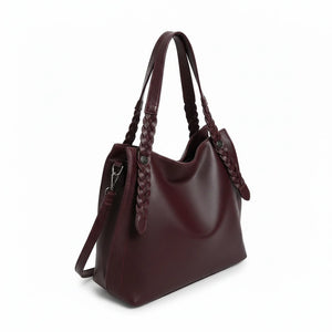 La Duci- Borsa firmata Gyoiamea shopping a spalla manici intrecciati secchio simil pelle