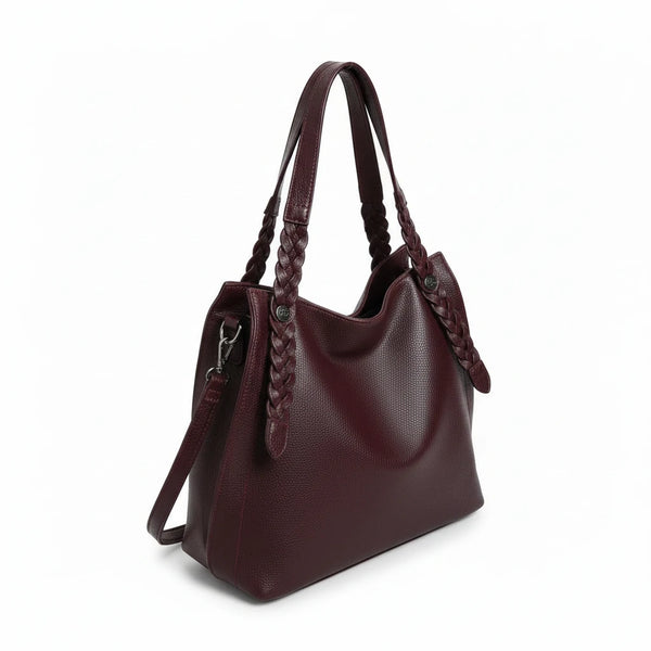 La Duci- Borsa firmata Gyoiamea shopping a spalla manici intrecciati secchio simil pelle