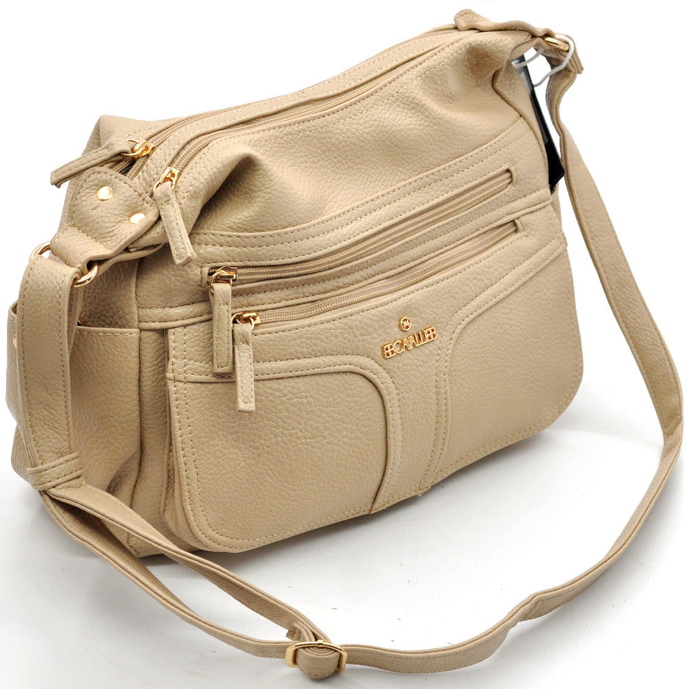 Borsa firmata B.Cavalli 2025 multi tasche donna logo zip tracolla unica tinta nuova
