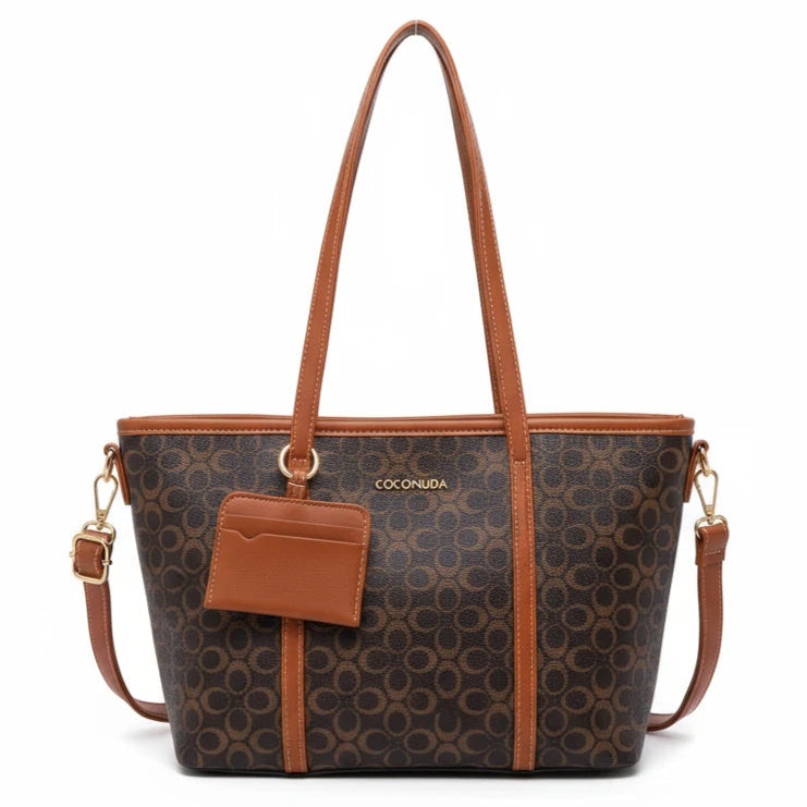 Borsa firmata shopping COCONUDA Colletion donna spalla a tracolla simil pelle nuova fantasia logo