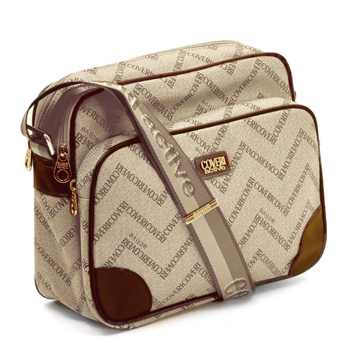 Borsa tracolla firmata COVERI ACTIVE in simil pelle pregiata tasche con cerniera fantasia logata originale toppe