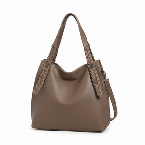 La Duci- Borsa firmata Gyoiamea shopping a spalla manici intrecciati secchio simil pelle